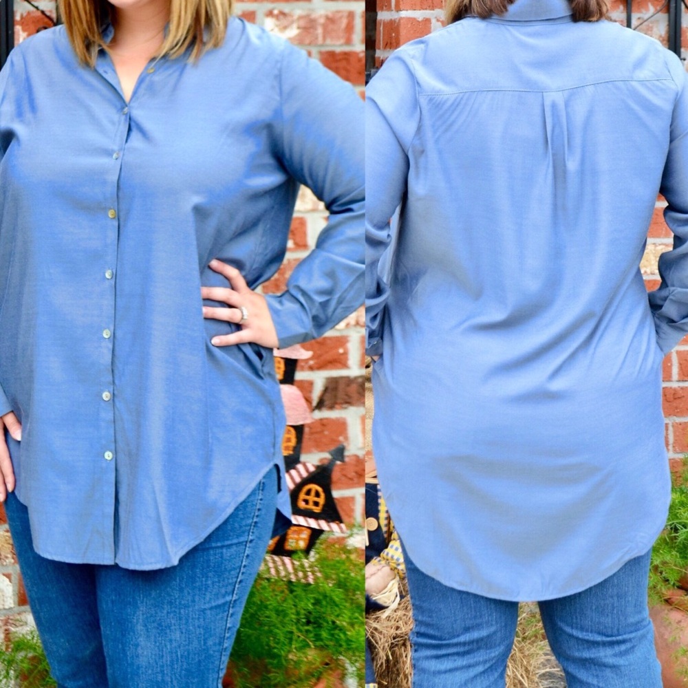 🌸Denim Button Down Plus Size Top 🌸